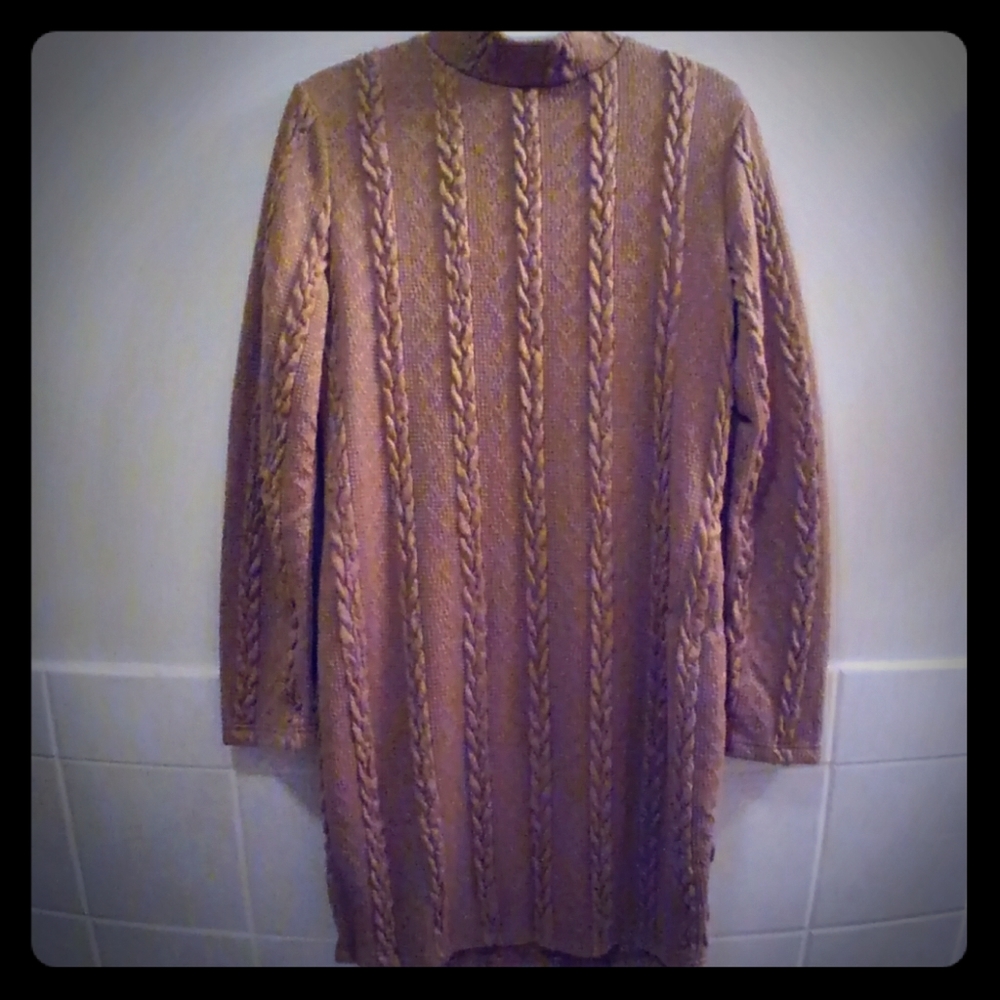 Size XL Copper Brown Cable Knit Dress
